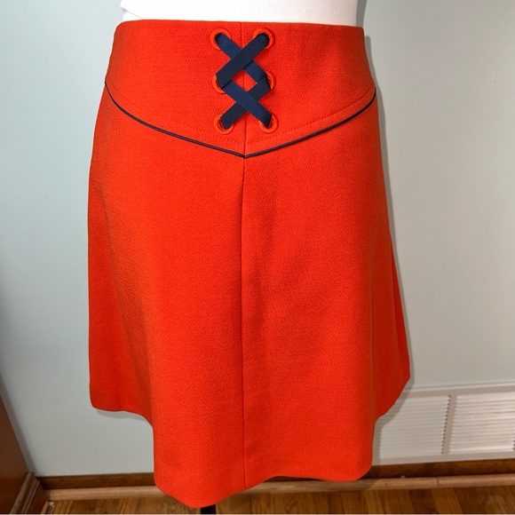 Leifsdottir Orange-Red Button-Accent Skirt | Anthropologie | Size 10 - Picture 6 of 8